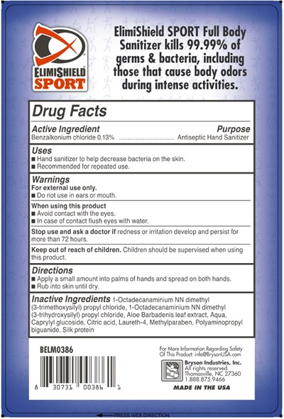 ElimiShield Sport Alcohol-Free Full Body sanitizer drug facts - ElimiShield Sport Alcohol Free Full Body sanitizer drug facts